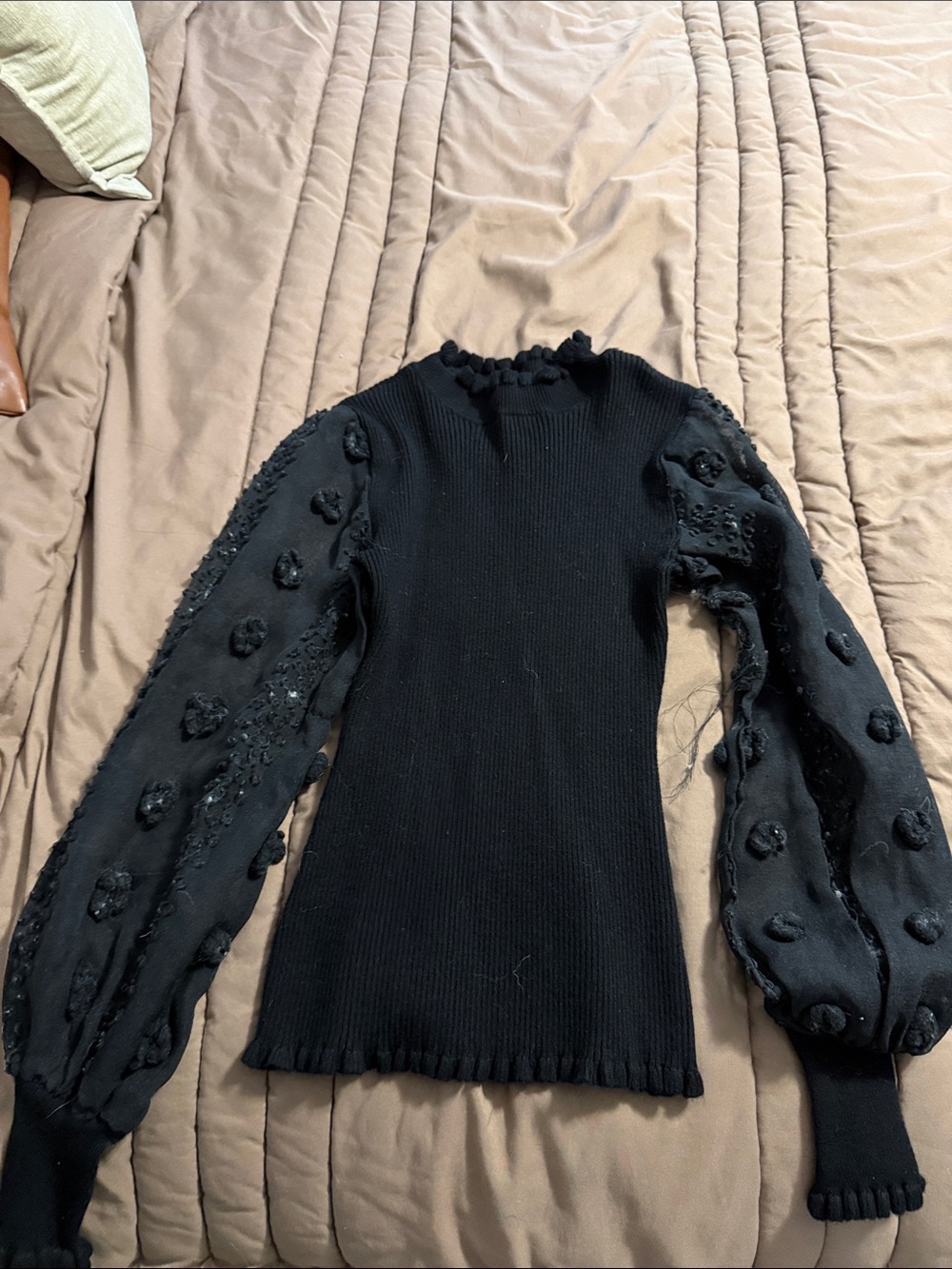 Almost Famous Black Puff Sleeve Knit Top